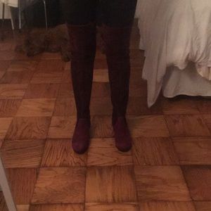 Maroon Sued Stuart Weitzman Knee High Boot